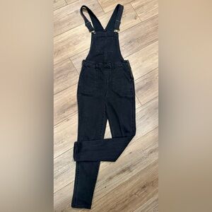Black Denim Skinny Overalls